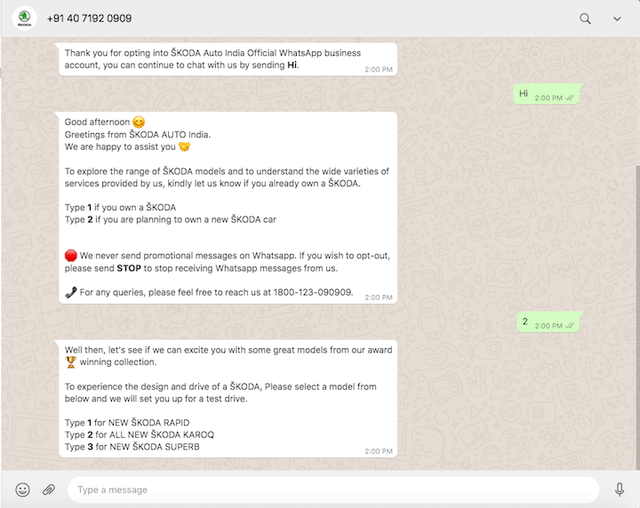 Skoda's WhatsApp Chat 
