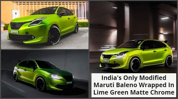 This Modified Maruti Baleno Wrapped In Lime Green Matte Looks Killer