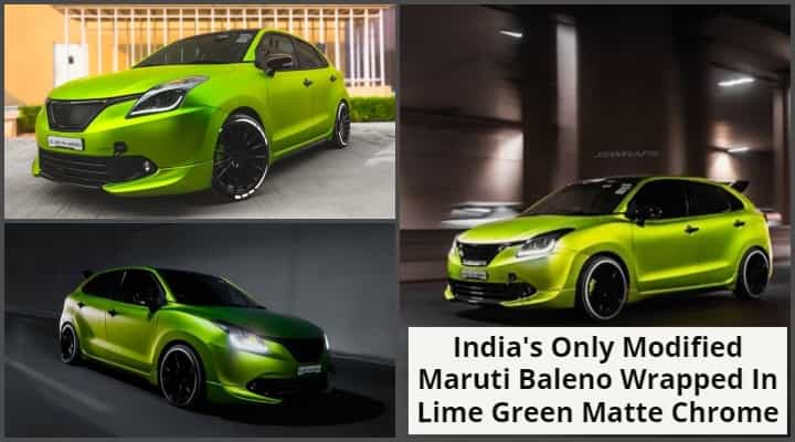 This Modified Maruti Baleno Wrapped In Lime Green Matte Looks Killer This Modified Maruti Baleno Wrapped In Lime Green Matte Looks Killer