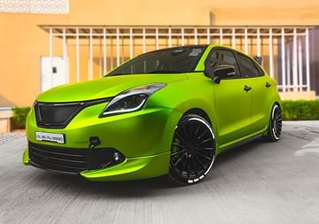 This Modified Maruti Baleno Wrapped In Lime Green Matte Looks Killer