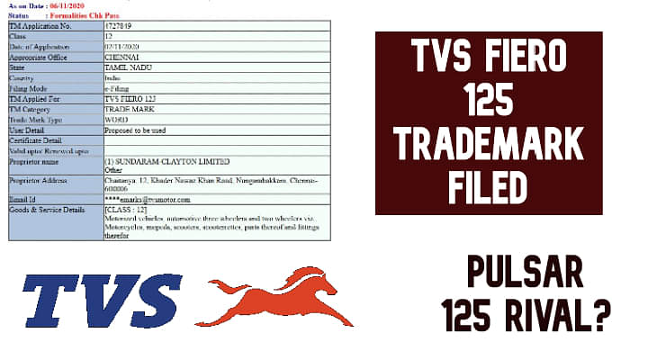 TVS Fiero 125 Launching Soon? Trademark Filed.