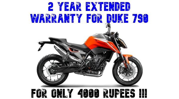 KTM Duke 790 now gets Extended Warranty for 2 years at a cost of ₹4000