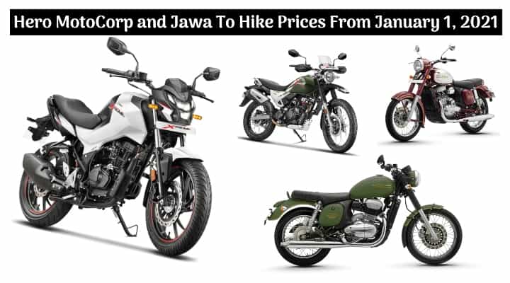 Hero MotoCorp and Jawa To Hike Prices Of Motorcycles From January 1, 2021 - All Details Hero MotoCorp and Jawa To Hike Prices Of Motorcycles From January 1, 2021 - All Details
