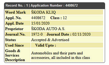 Skoda India Trademarks Names