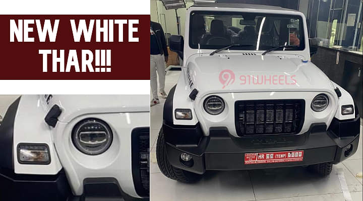 Modified White New Mahindra Thar - With LED Headlights!