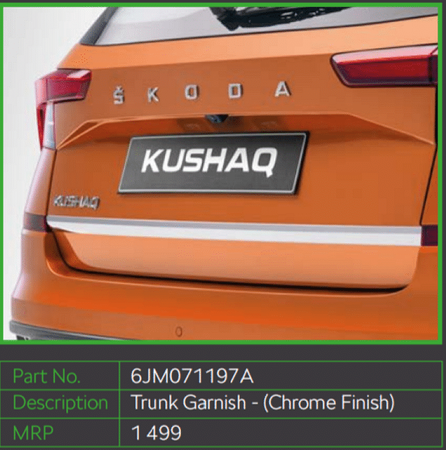 Skoda Kushaq accessories tailgate chrome