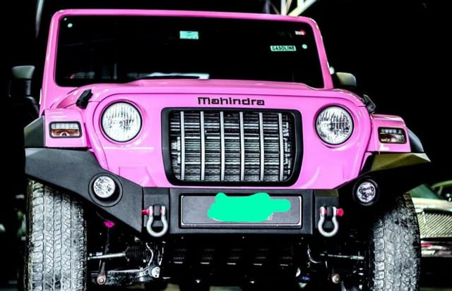 pink mahindra thar front