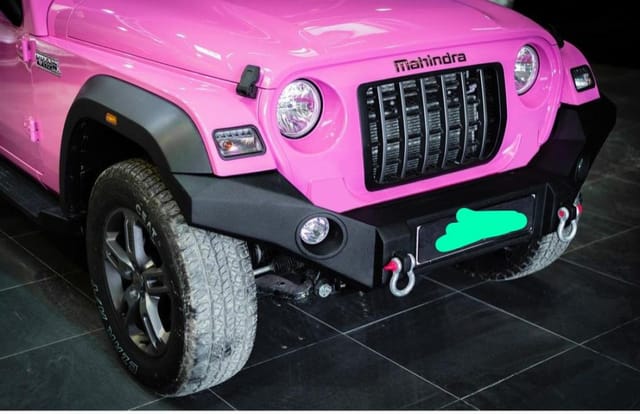 pink mahindra thar front bumper tow hook