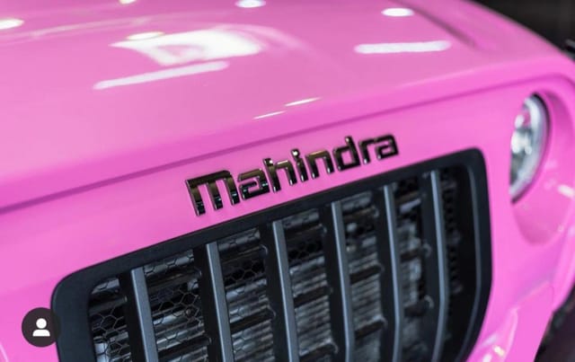 pink mahindra thar front grille