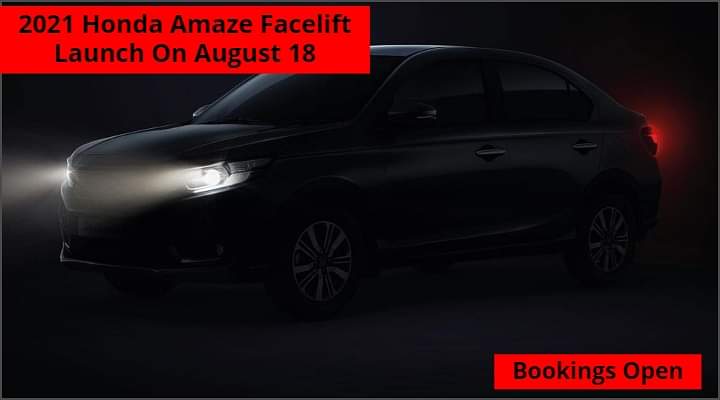 2021 Honda Amaze Facelift Launch On August 18 - Bookings Open