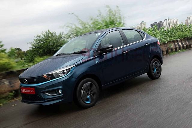 2021 tata tigor ev review images action shot front three quarters