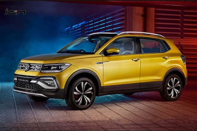 Mahindra XUV700 vs VW Taigun Comparison - Volkswagen Taigun Front Three Quarters