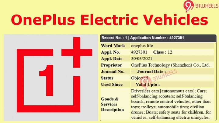 OnePlus Electric Vehicles to Launch Soon - Trademark Registered