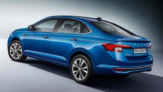 Rear profile of Skoda Slavia.