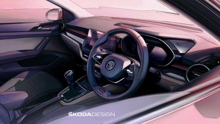 Skoda Slavia Interior Previewed Thru Official Design Sketch Skoda Slavia Interior Previewed Thru Official Design Sketch