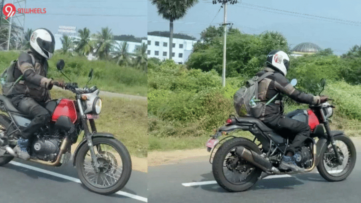 New Royal Enfield Scram 411 Spotted On Road In Red And Black Shade