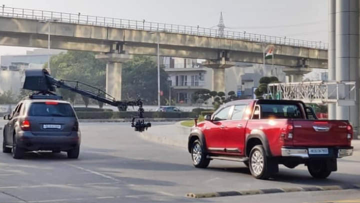 Toyota Hilux Spotted During Commercial Shoot In Cyber City Gurgaon