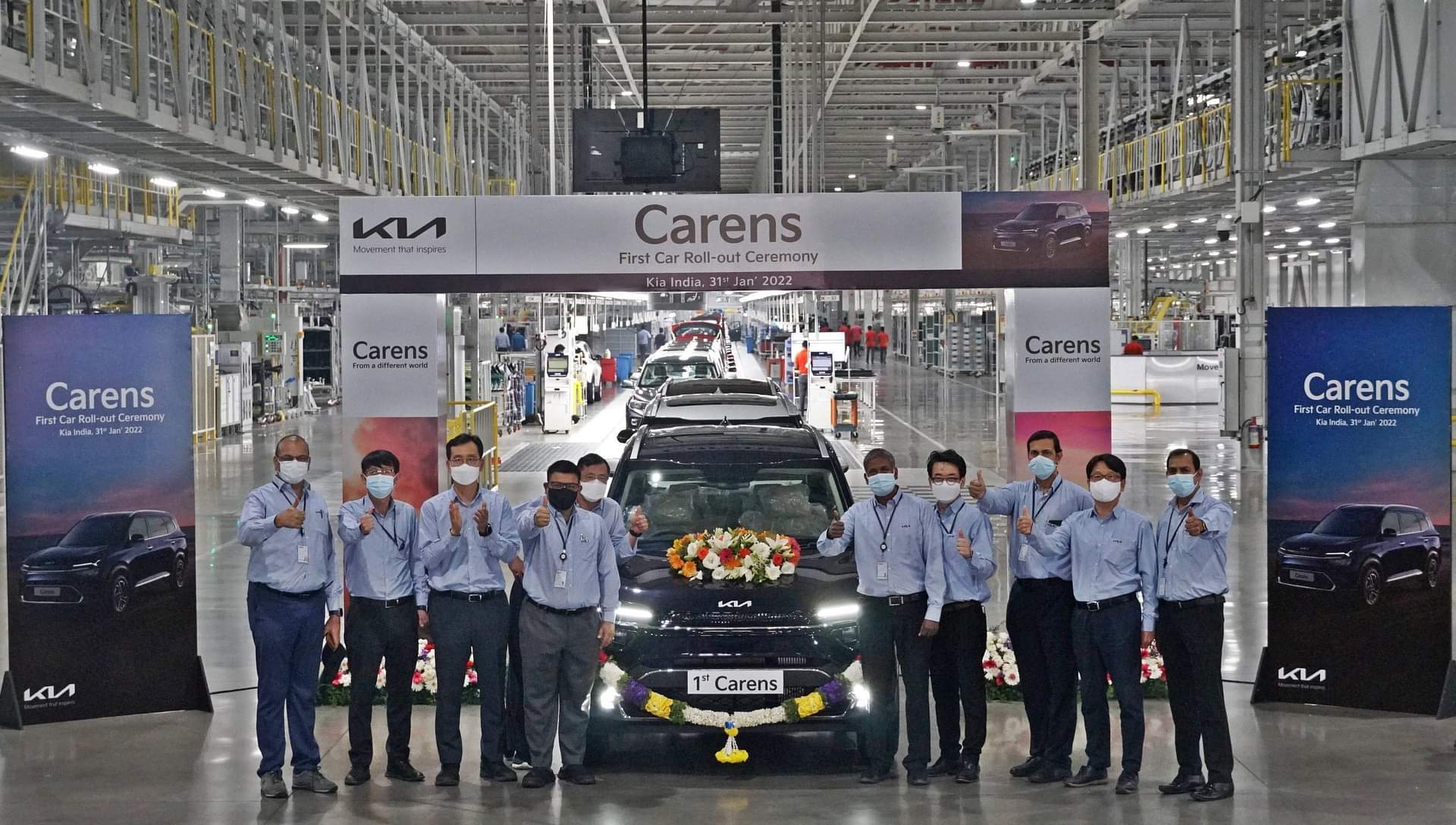 2022 Kia Carens Rolls Out of Anantapur Plant, Officially Set for Launch in February
