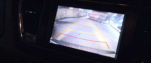 The reverse camera provides clear view to driver of road