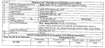 2022 KTM RC 390 homologated in India