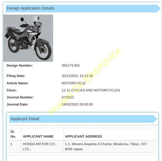 CRF190L homologation details for India