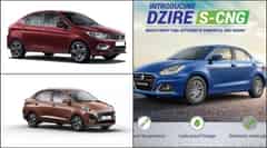 2022 Maruti Dzire vs Hyundai Aura vs Tata Tigor - CNG Comparison