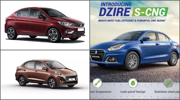 2022 Maruti Dzire vs Hyundai Aura vs Tata Tigor - CNG Comparison