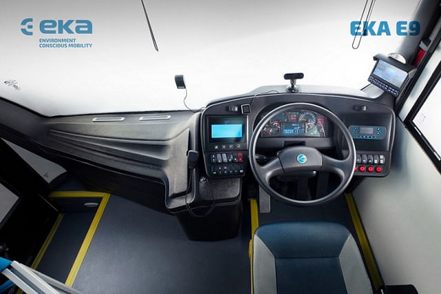EKA E9 electric bus driver compartment