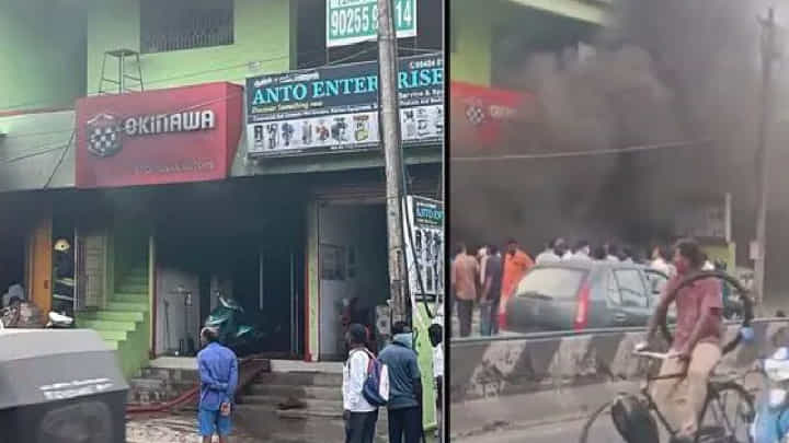 Okinawa E-Scooters Catch Fire Yet Again - Burns Showroom Along, People Trapped Inside! Okinawa E-Scooters Catch Fire Yet Again - Burns Showroom Along, People Trapped Inside!