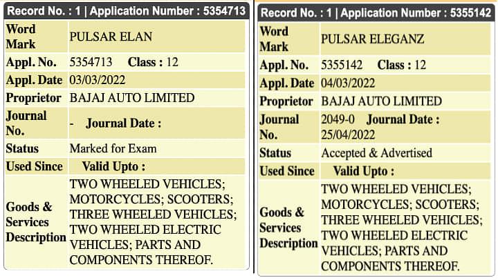 Bajaj Pulsar Elan, Pulsar Eleganza Trademarked In India - Details!