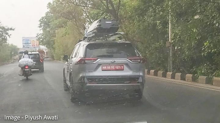 Upcoming Toyota RAV4 SUV Spied Testing With Top Box In India
