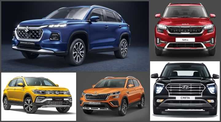2022 Maruti Grand Vitara vs Hyundai Creta vs Kia Seltos vs VW Taigun vs Skoda Kushaq - Mileage Comparo