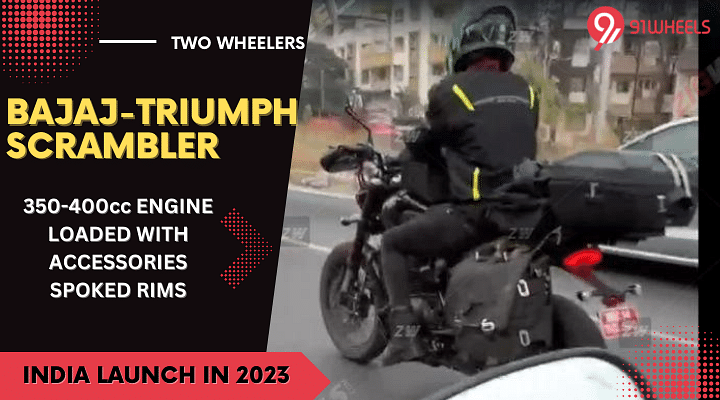 Bajaj-Triumph Scrambler Bike Spied With Official Accessories