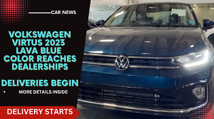 Volkswagen Virtus 2023 New Lava Blue Color Reaches Dealerships- Pictures