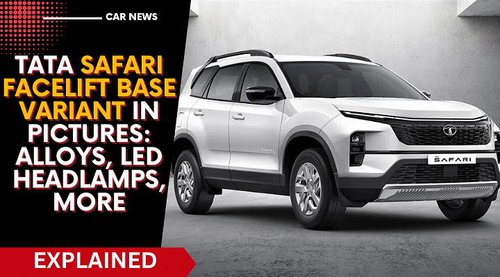 Tata Safari Facelift Base Variant In Pictures: Alloys, LED Headlamps, More