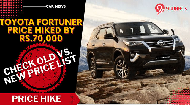 Toyota Fortuner Price Hiked By Rs, 70,000. Check Old Vs. New Price Here
