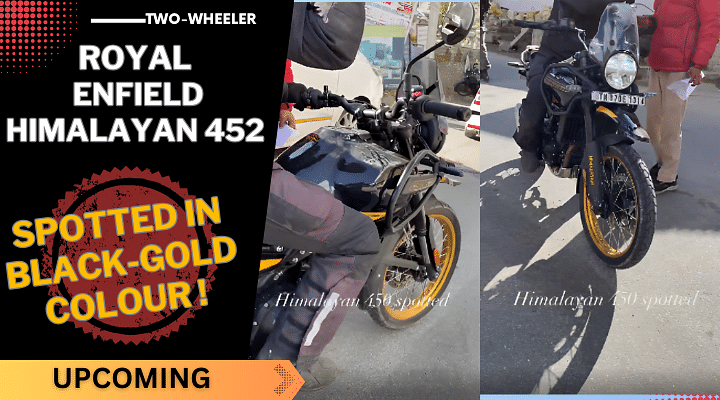 Royal Enfield Himalayan 452 Spotted In Black-Gold - See Images here!