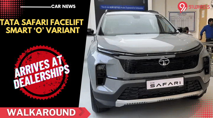 Tata Safari Facelift Smart (O) Variant Arrives At Dealership: Pics Tata Safari Facelift Smart (O) Variant Arrives At Dealership: Pics