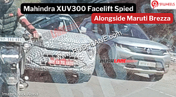 Upcoming Mahindra XUV300 Facelift Spied Alongside Maruti Brezza