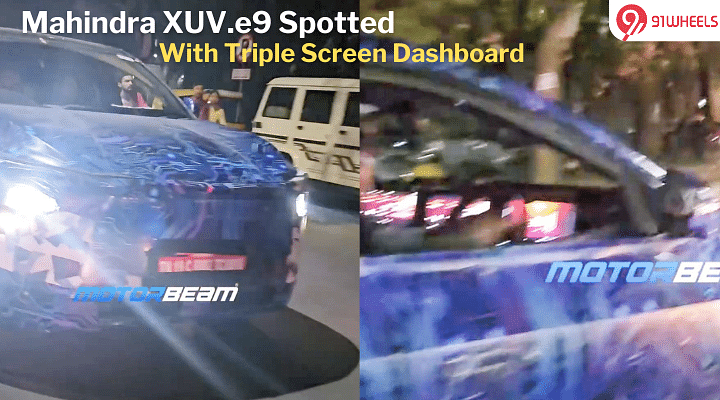 Mahindra XUV.e9 Spotted With Triple Screen Dashboard