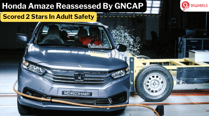Honda Amaze Scores 2 Stars In GNCAP Crash Test Under New Protocols - Details Honda Amaze Scores 2 Stars In GNCAP Crash Test Under New Protocols - Details