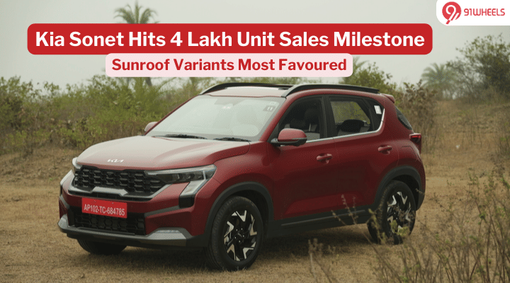 Kia Sonet Crosses 4 Lakh Units Lifetime Sales: Petrol Variants Lead Sales Kia Sonet Crosses 4 Lakh Units Lifetime Sales: Petrol Variants Lead Sales