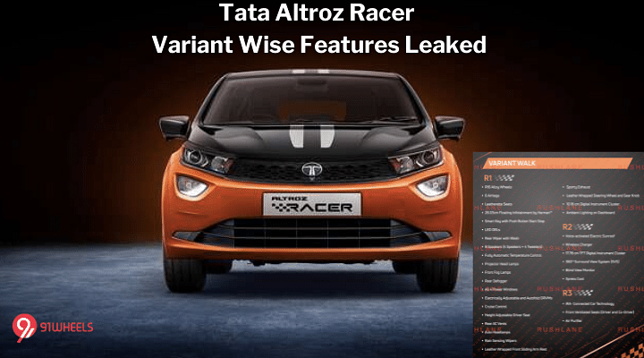 Upcoming Tata Altroz Racer Variant Wise Features Leaked - To Get 3 Variants