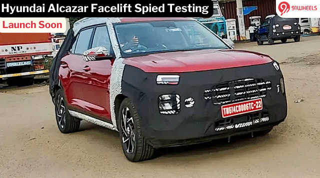 Hyundai Alcazar Facelift Spied Testing: New Alloys And More Details