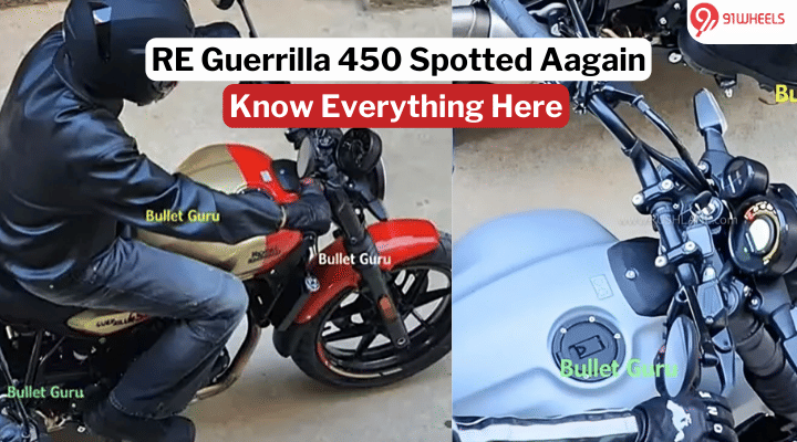 Royal Enfield Guerrilla 450 Spotted In Two Different Colour Schemes - All Details Here Royal Enfield Guerrilla 450 Spotted In Two Different Colour Schemes - All Details Here