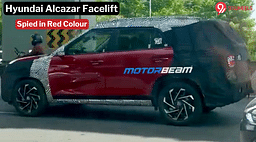 Upcoming Hyundai Alcazar Facelift Spotted In Red Colour; Launch Soon