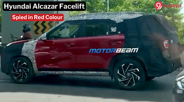 Upcoming Hyundai Alcazar Facelift Spotted In Red Colour; Launch Soon