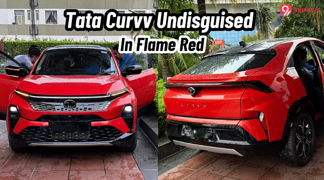 Tata Curvv Undisguised In Flame Red Paint - Details Inside