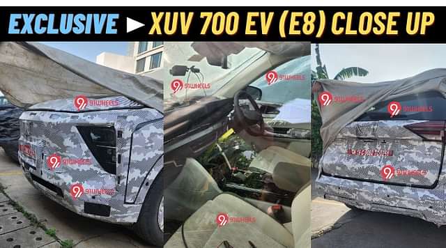 Exclusive: Mahindra XUVe8 (XUV700 EV) Spied up Close With Headlights & interiors