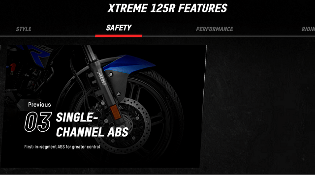 Single Channel ABS in Hero Xtreme 125R